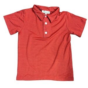 Busy Bees toddler boys red navy stripe polo shirt size 3T NWT